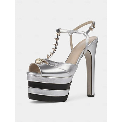 Gold High Silver Women's and Platform Metallic - Edgy Heels
