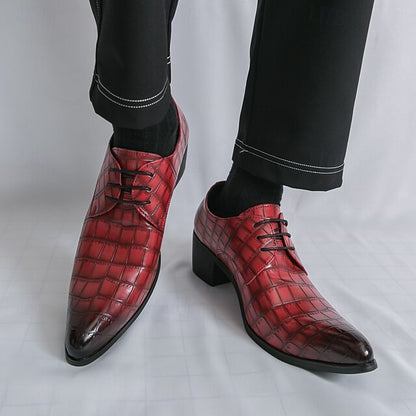 Pattern Red Leather – Crocodile Faux Shoes Men's