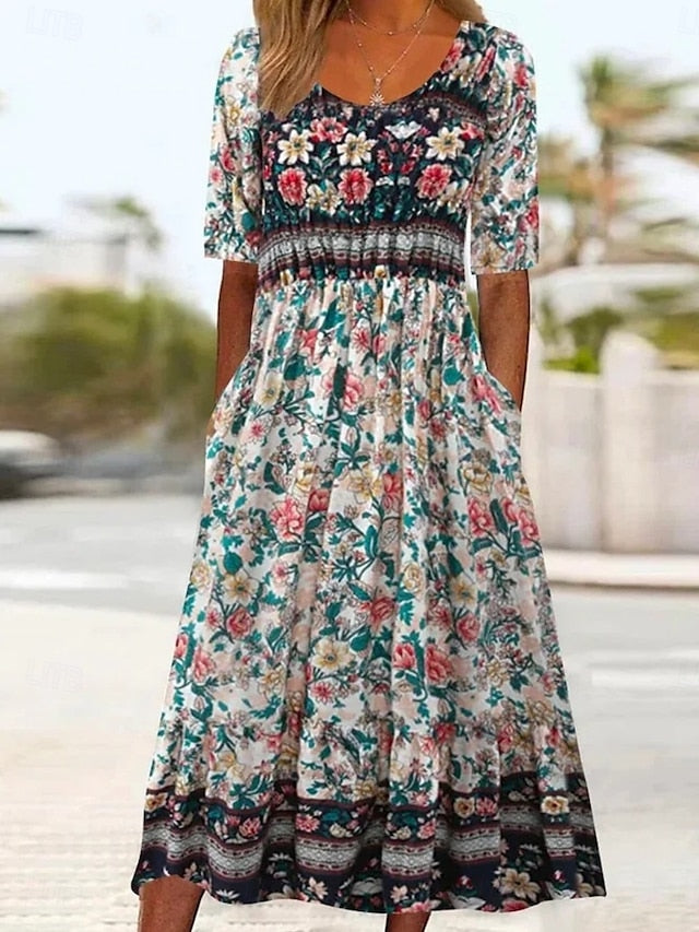 Women's Midi Dress A Line Dress Fit And Flare Dress
