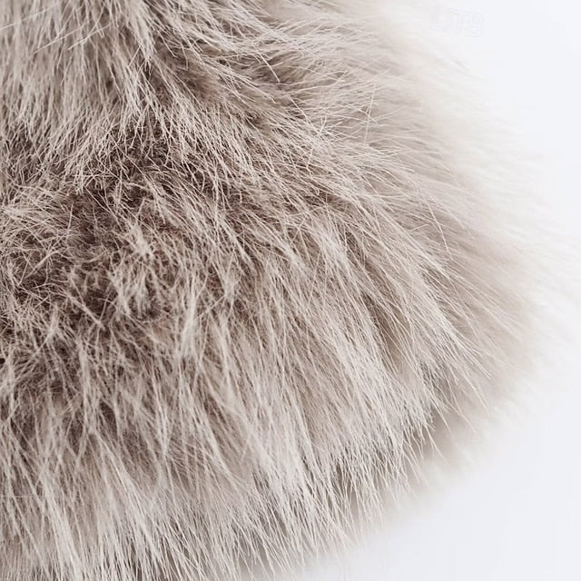 Buttons Fur Faux Coat Pocket Women's Warm Comfortable