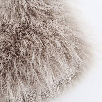 Buttons Fur Faux Coat Pocket Women's Warm Comfortable