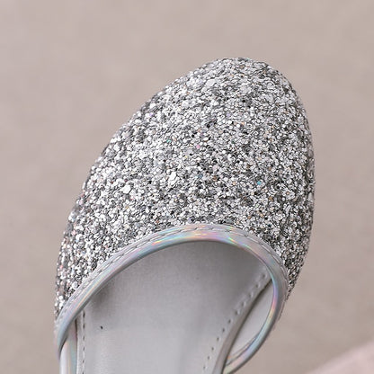 PU Party Little Glitters Heels Girls' Princess Rubber Shoes