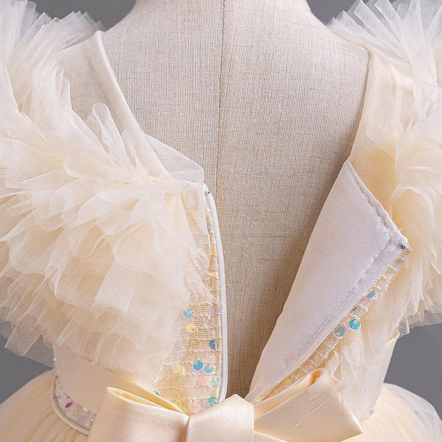 Sleeveless Flower Party Girls' Girl Sequin Kids Dress