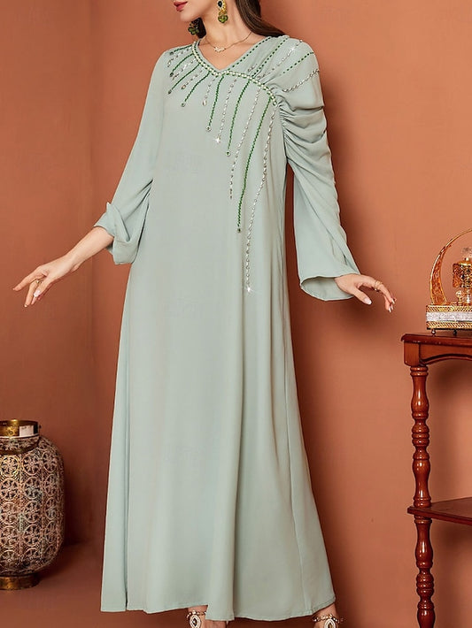 A-Line Mother of the Bride Dress Elegant V Neck Floor Length