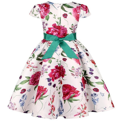 Dress Short Sleeve Flower Kids Girls' Party Floral
