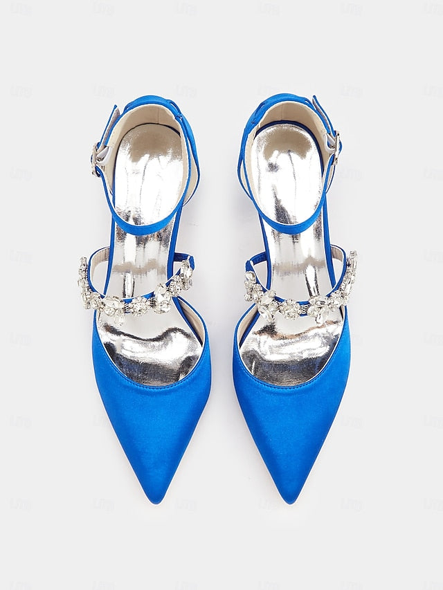 Black Satin with Embellishments Women's - Heels Rhinestone