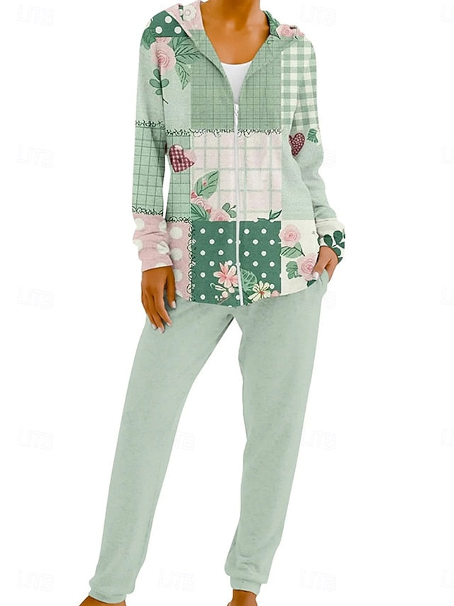 Women's 2 Pieces Hoodie Tracksuits Long Sleeve Daily Round