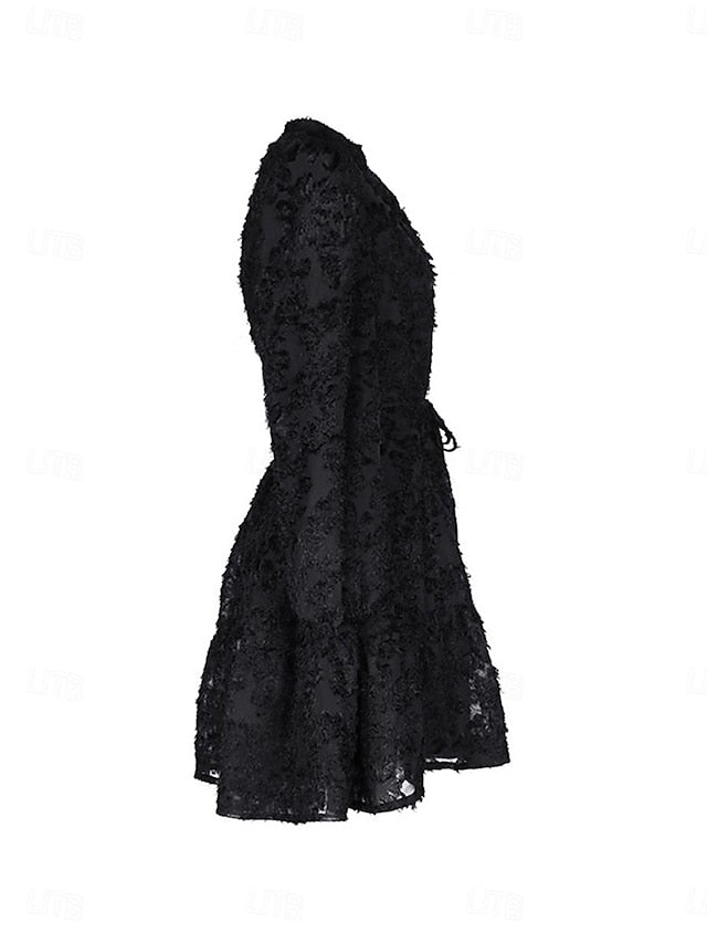 Women's Lace Dress Mini Dress Belted Formal Stand Collar
