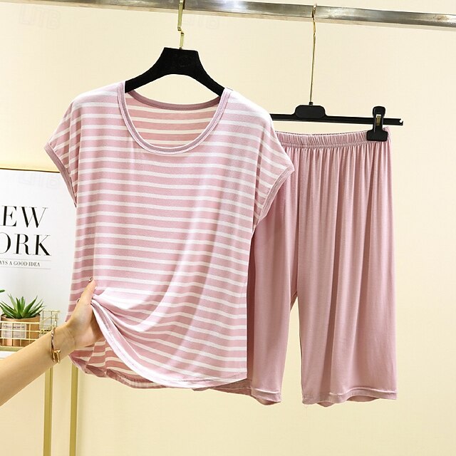 Women's Pajamas Loungewear Casual Stripe Elastic Waist