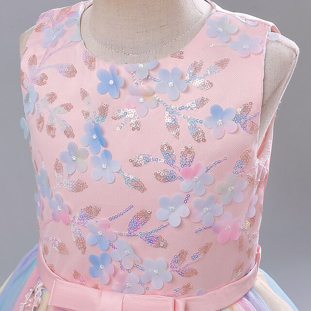 Party Dress Girl Flower Color Solid Girls' Kids