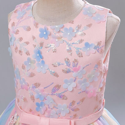 Party Dress Girl Flower Color Solid Girls' Kids