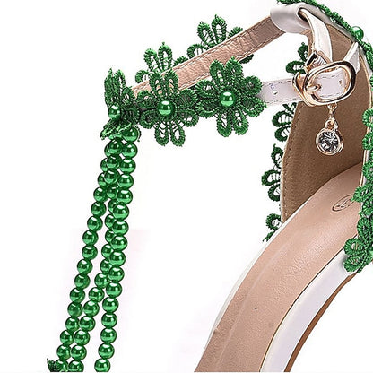 Heel Shoes Women's Wedding High Bridal Lace Pointed