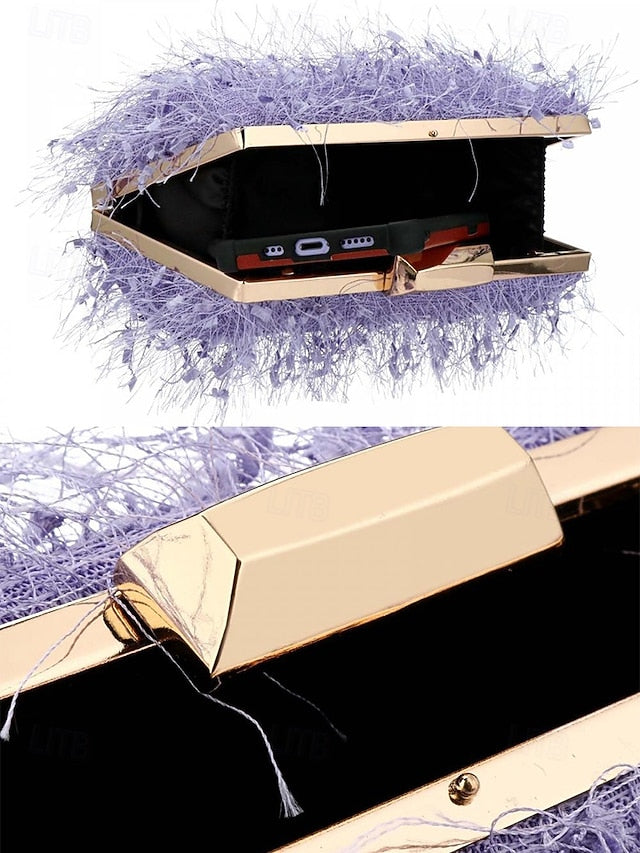 Chain with Strap Women's Feathered Chic Clutch Evening