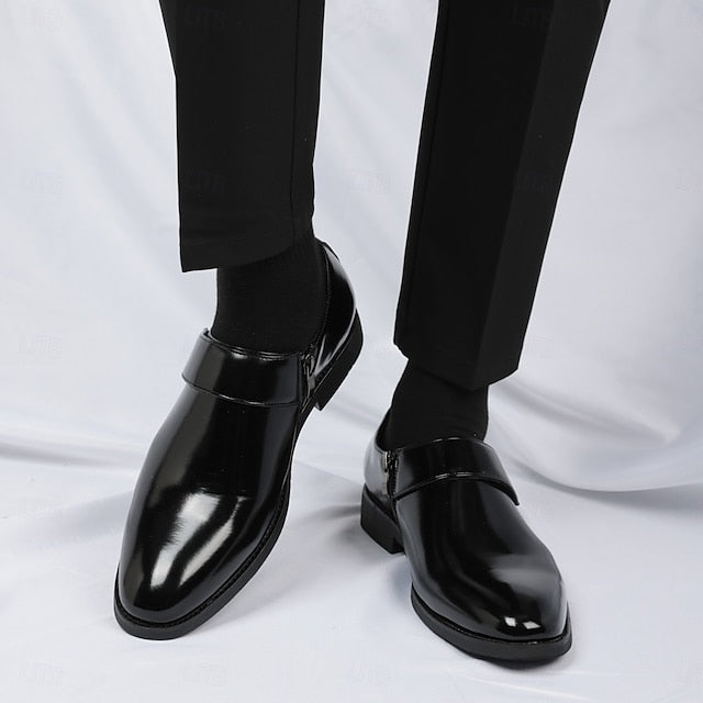 Leather Business Shoes Men's Slip-On Loafers Brown