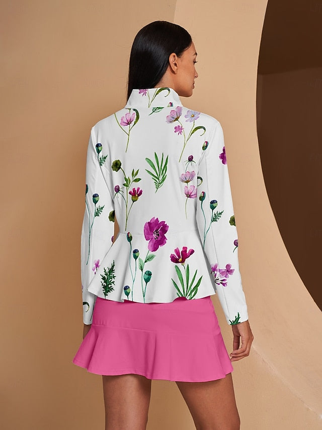 Women's Golf Jacket White Long Sleeve Top Ladies Golf