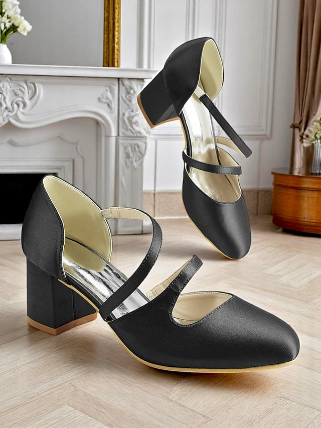 Satin Women's Mary 1950s Heels Jane Elegant Green – Block