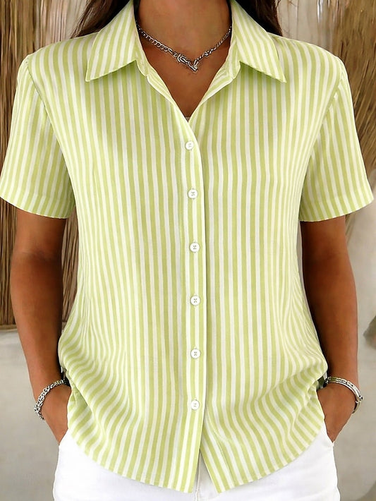 Women's Shirt Buttons Print Graphic Striped Vintage Stylish