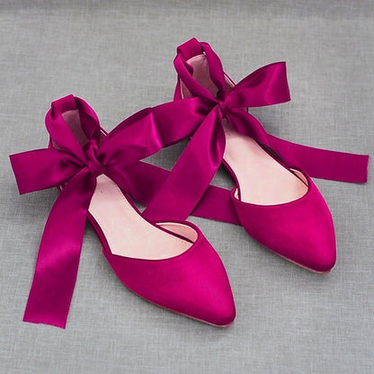Ballet Tie Flats Satin Comfortable Women's Ribbon –