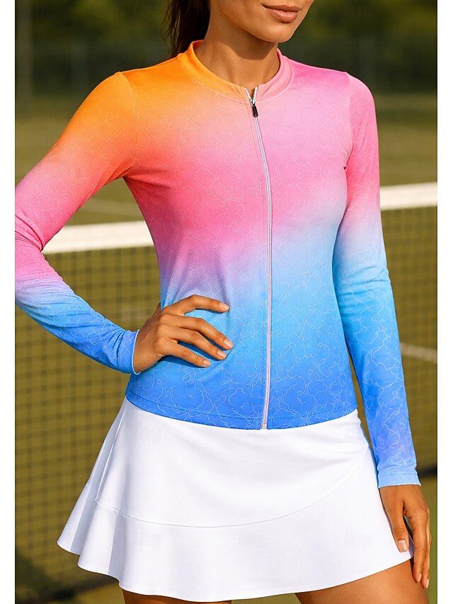 Gradient Top Tennis Sport Women's Long Shirt
