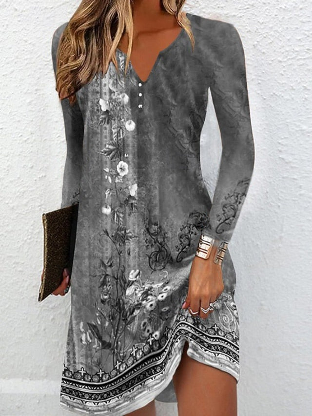 Women's Mini Dress Floral Dress Print Dress Fashion Modern