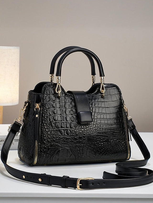 Women's Croc-Embossed Top-Handle Satchel – Structured