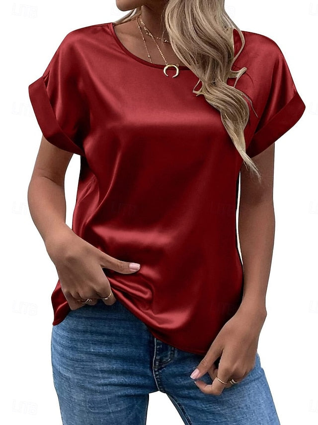 Women's T Shirt Plain Fashion Basic Modern Short Sleeve