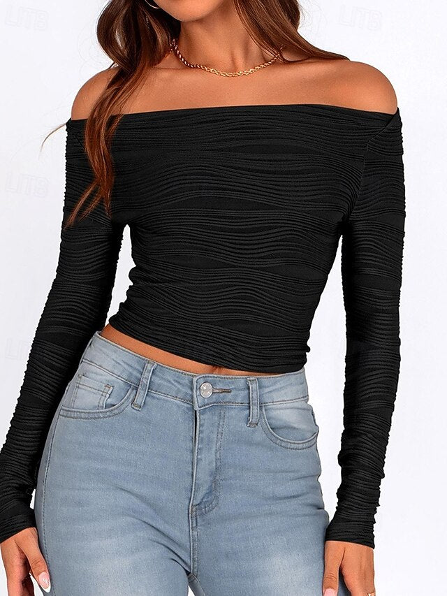 Women's T Shirt Tee Top Solid Color Elegant Fashion Stylish