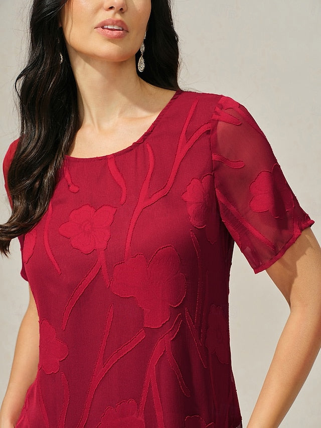 Women's Knee Length Dress Chiffon Dress Elegant Casual