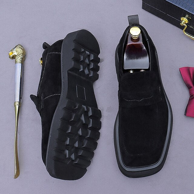 Loafers Leather Men's Suede Business Cowhide -Classic