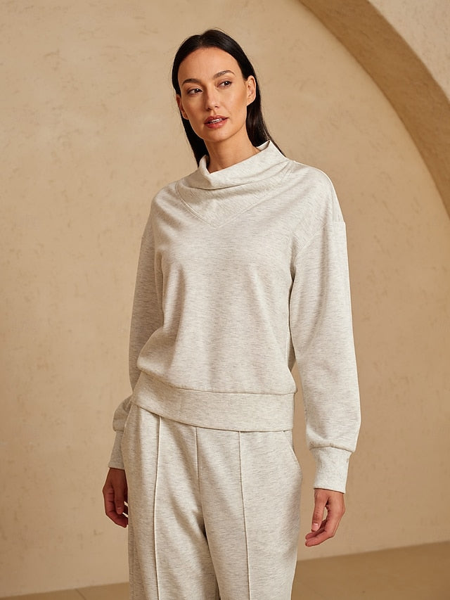 Women's Golf Pullover Sweatshirt Ivory Long Sleeve Sun