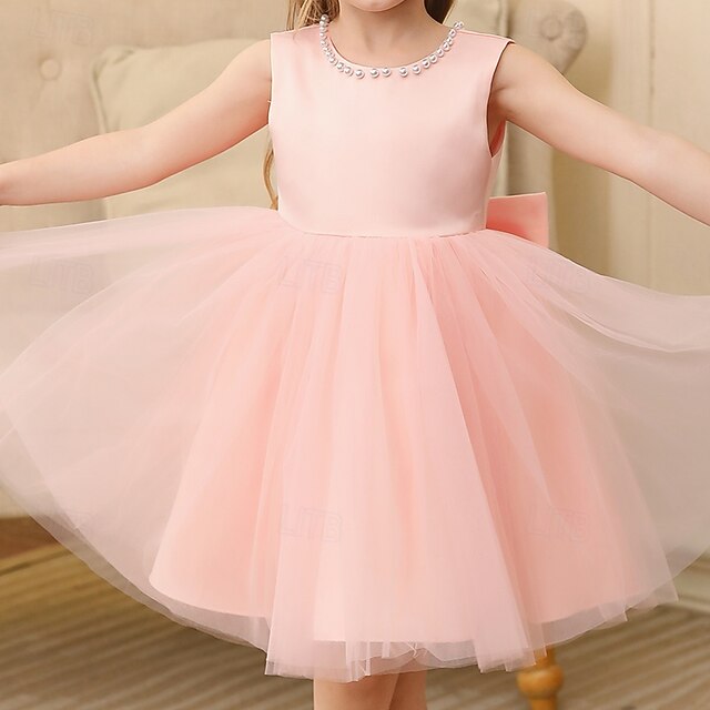 Wedding Dress Sleeveless Color Party Kids Girls' Solid