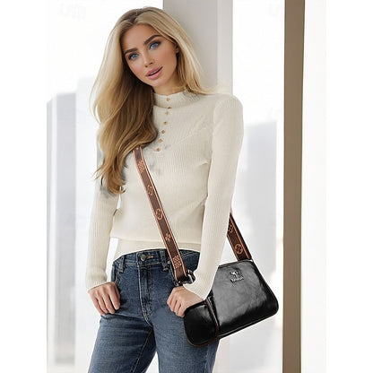 Crossbody Vintage Shoulder Bag – Women's Faux Leather