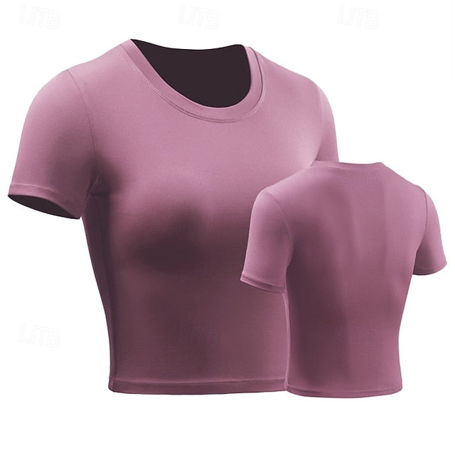 Women's Running T-Shirt Crop Top Short Sleeve Tee Tshirt