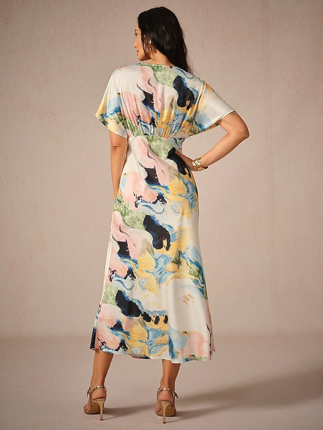 Women's Wedding Guest Dress Elegant Tie Dye Maxi Dress