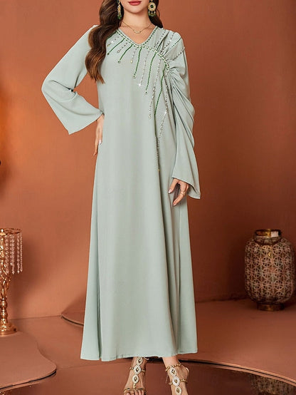 A-Line the Dress Floor Bride Mother Elegant V of Neck Length