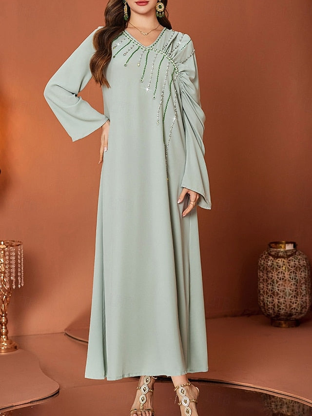 A-Line Mother of the Bride Dress Elegant V Neck Floor Length