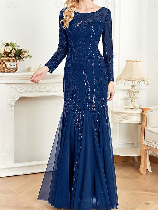 Crew the Party Floor Bride Dress of Mother Elegant Neck