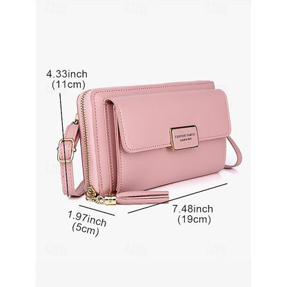 Bag Mobile Leather Crossbody Women's PU Phone Wristlet
