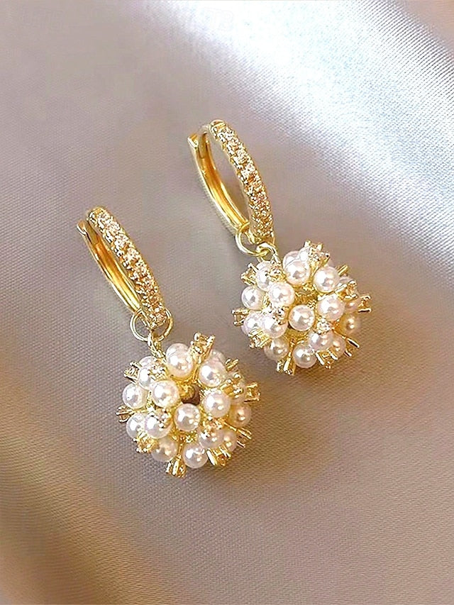 Pearl - String Plated Imitation Earrings Gold Women's