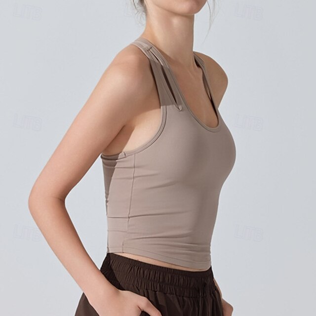 Women's Solid Colored Tank Top Sport Top Build-in Bra UV