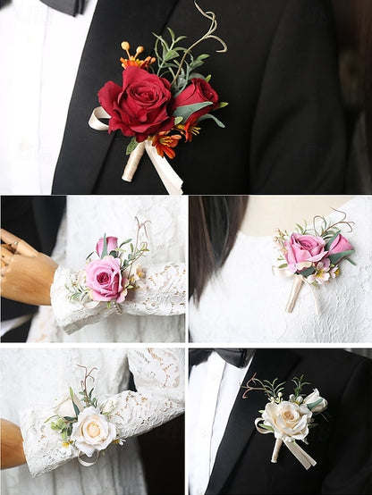 Corsage Wedding Boutonniere Elegant and – Wrist Artificial