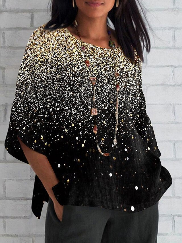 Women's Shirt Print Color Gradient Daily Casual 3/4 Length