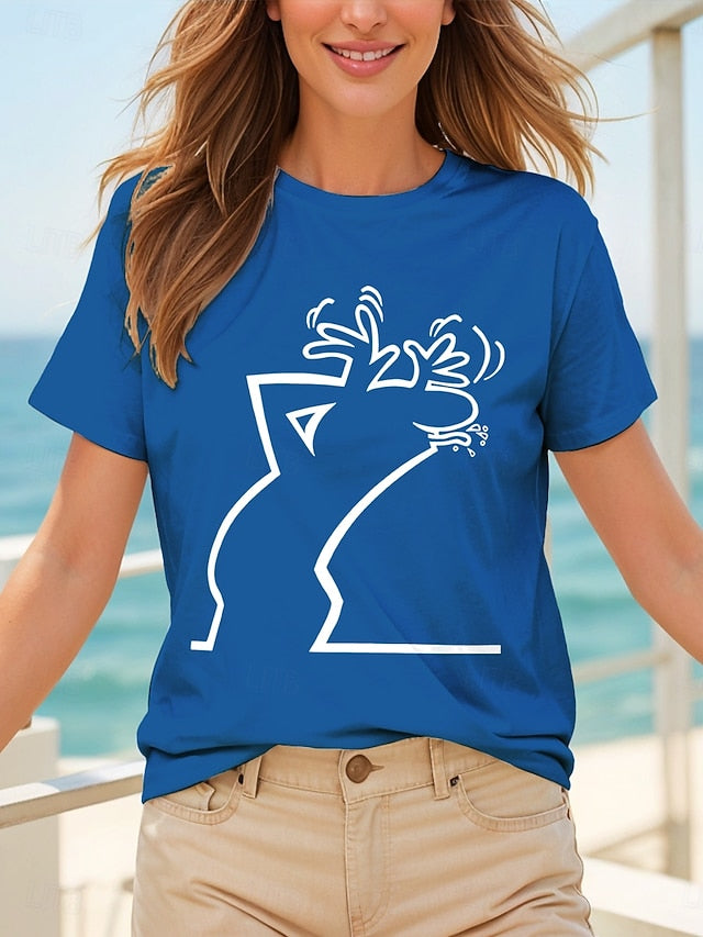 Women's T Shirt Print Graphic Letter Abstract Vintage