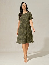 Women's Knee Length Dress Chiffon Dress Elegant Casual
