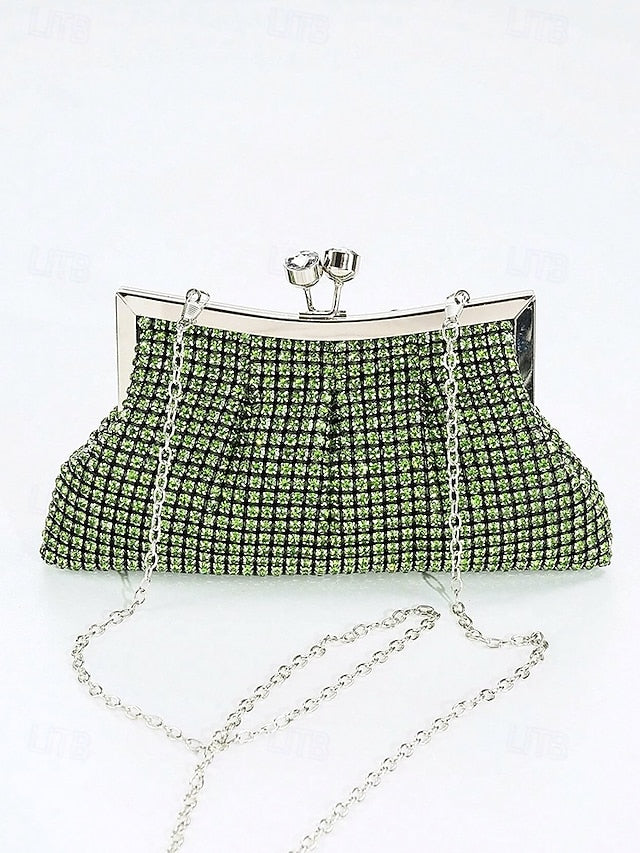 Green Women's Clutch Sage Rhinestone Vintage Purse –