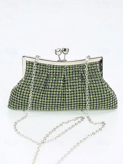 Green Women's Clutch Sage Rhinestone Vintage Purse –