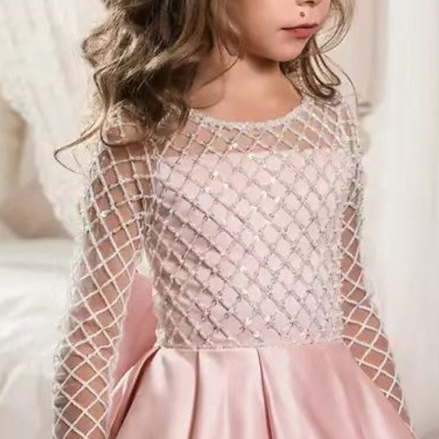 Color Kids Long Party Solid Flower Dress Girls' Girl