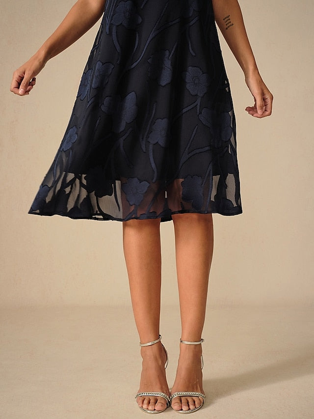 Women's Knee Length Dress Chiffon Dress Elegant Casual