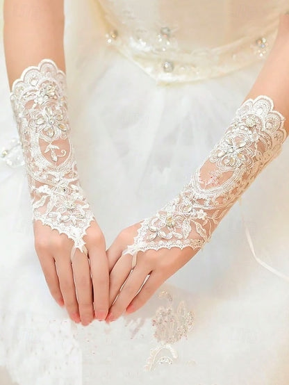 Bridal Lace Pearls with Wedding Gloves Elegant Accessories –