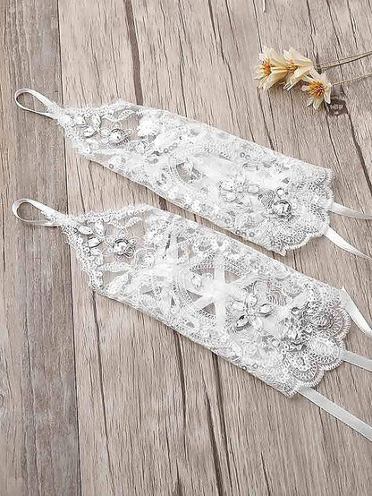 Bridal Lace Pearls with Wedding Gloves Elegant Accessories –
